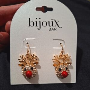 Rhinestone reindeer drop earrings